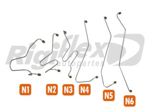 Rigiflex - CU 16 - JUEGO DE CAÑOS INYECTORES MODELO 17220/17310/18310 MOTOR CUMMINS 8.3 BOMBA LINEAL TUERCAS A-B