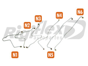 RIGIFLEX - CU 2 - JUEGO DE CAÑOS INYECTORES MODELO FORD CARGO 1722 MOTOR CUMMINS EURO 2 6 CT 8.3 EN LINEA TUERCAS AA